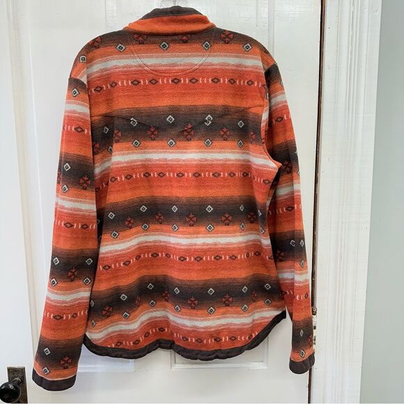 Outback Trading Company Orange Brown Cream Fleece Jacket 1/4 zip women's xl - Picture 3 of 4